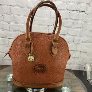 Dooney & Bourke Vintage Women's Pumpkin Orange Pebbled Leather Dome Purse USA